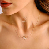 14K Gold Snake Necklace, Serpent Charm Necklace