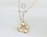 14K Gold Heart Wreath Necklace, Christmas Wreath Pendant
