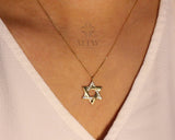 14K Gold Star of David Pendant, Magen David Necklace