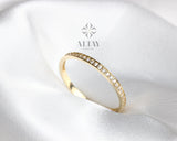 14K Gold Half Eternity Ring, Wedding Band