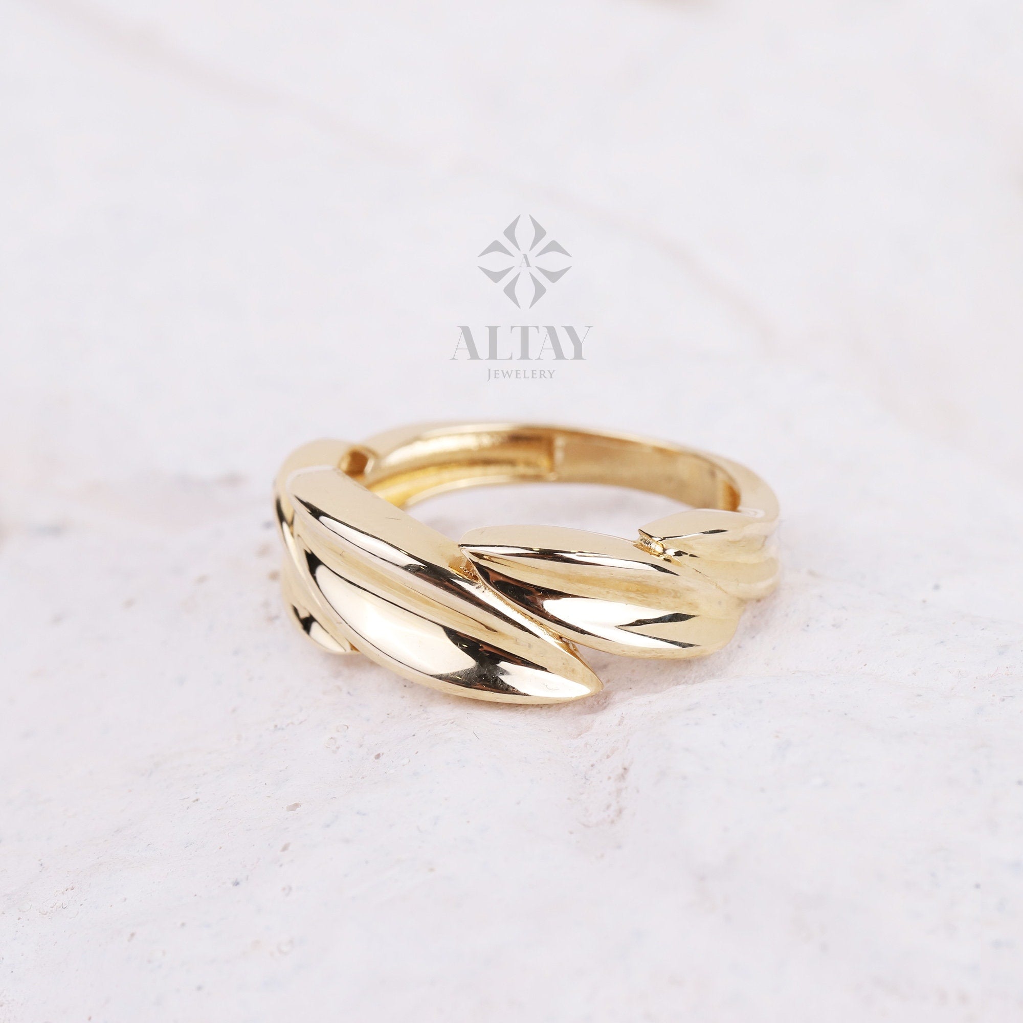 14K Gold Leaf Ring, Gold Leaf Branch Ring, Rose Gold Leaf Twig Ring, Layering Ring, Vine Ring, Laurel Ring, Nature Jewelry, Tree ring