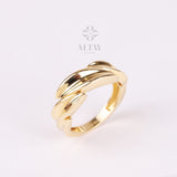 14K Gold Leaf Ring, Floral Wedding Band Ring