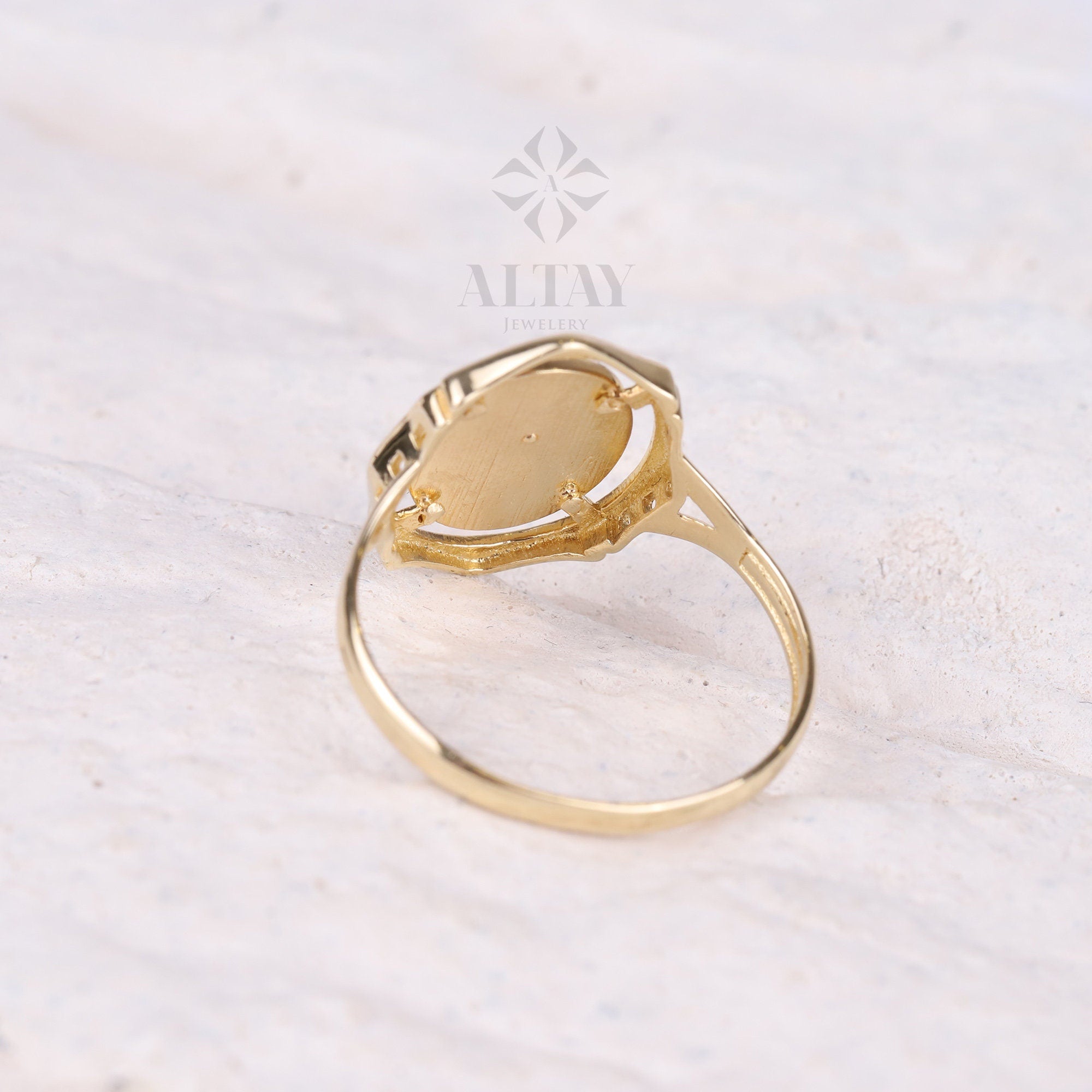 14K Gold Initial Ring, Enamel Letter Ring, Personalized Initial Letter Ring, Initial Engraved Signet Ring, Personalized Name Band, Gift