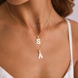14K Solid Gold Initial Necklace, Personalized Single Letter Pendant