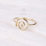14K Gold Celtic Swirl Ring, Gold Candy Spiral Ring