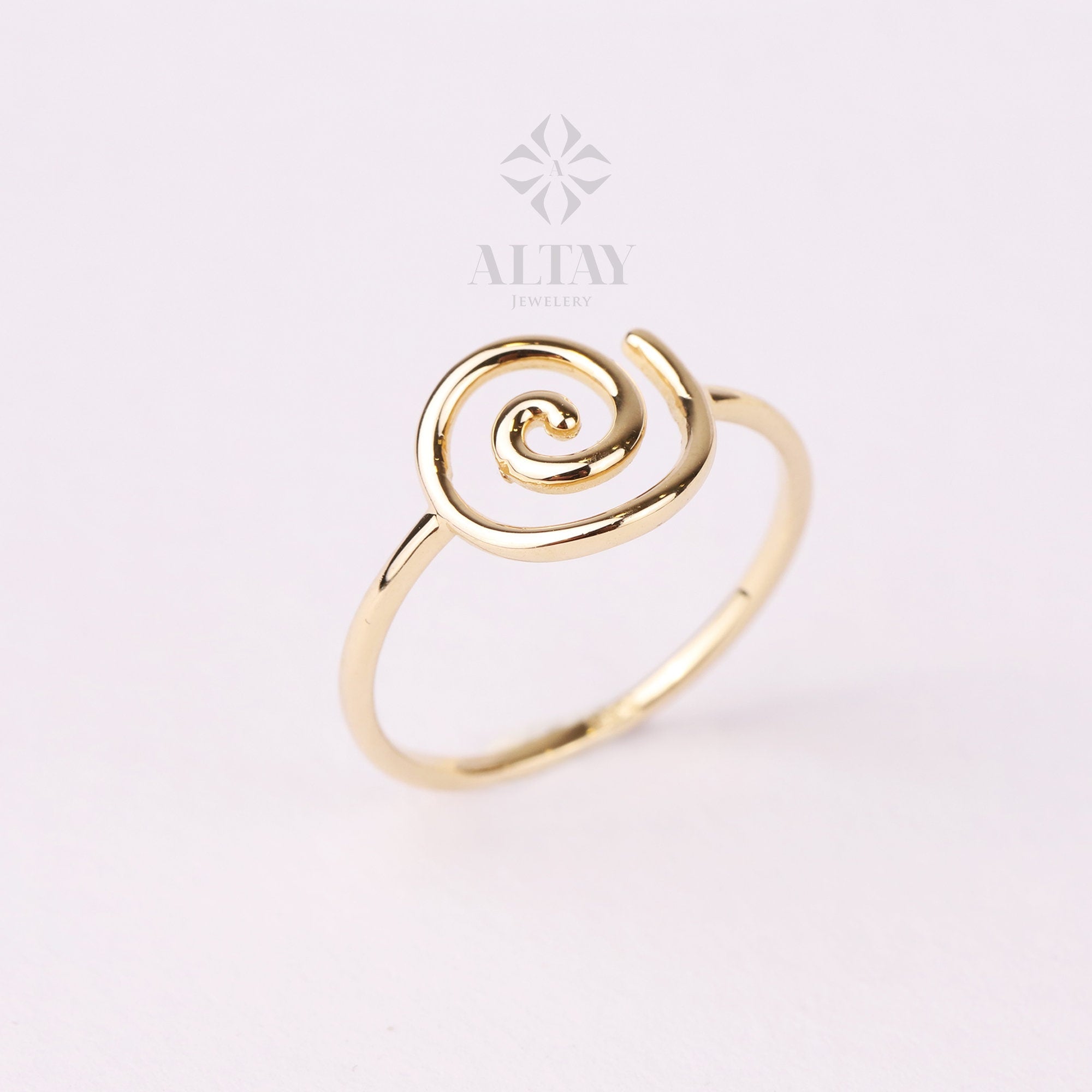 14K Gold Celtic Swirl Ring, Gold Candy Spiral Ring, Unique Promise Ring, Gold Spiral Ring, Handmade Thumb Band, Wave Gold Engagement Ring