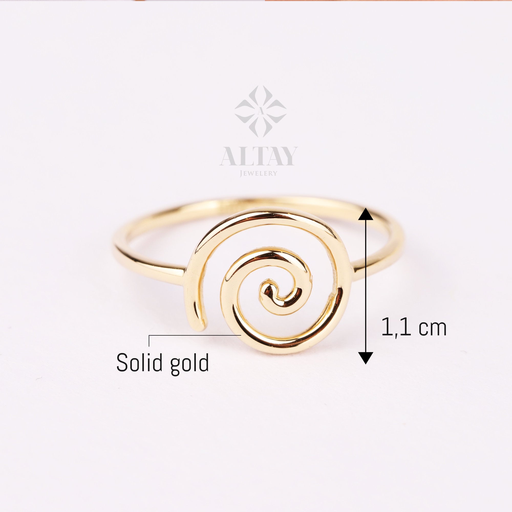 14K Gold Celtic Swirl Ring, Gold Candy Spiral Ring, Unique Promise Ring, Gold Spiral Ring, Handmade Thumb Band, Wave Gold Engagement Ring