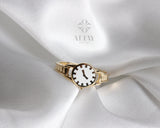 14K Gold Watch Ring, Round Clock Ring
