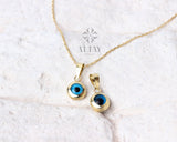 14K Solid Gold Evil Eye Necklace, Evil Eye Pendant