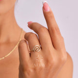 14K Gold Swirl Ring, Gold Candy Spiral Ring