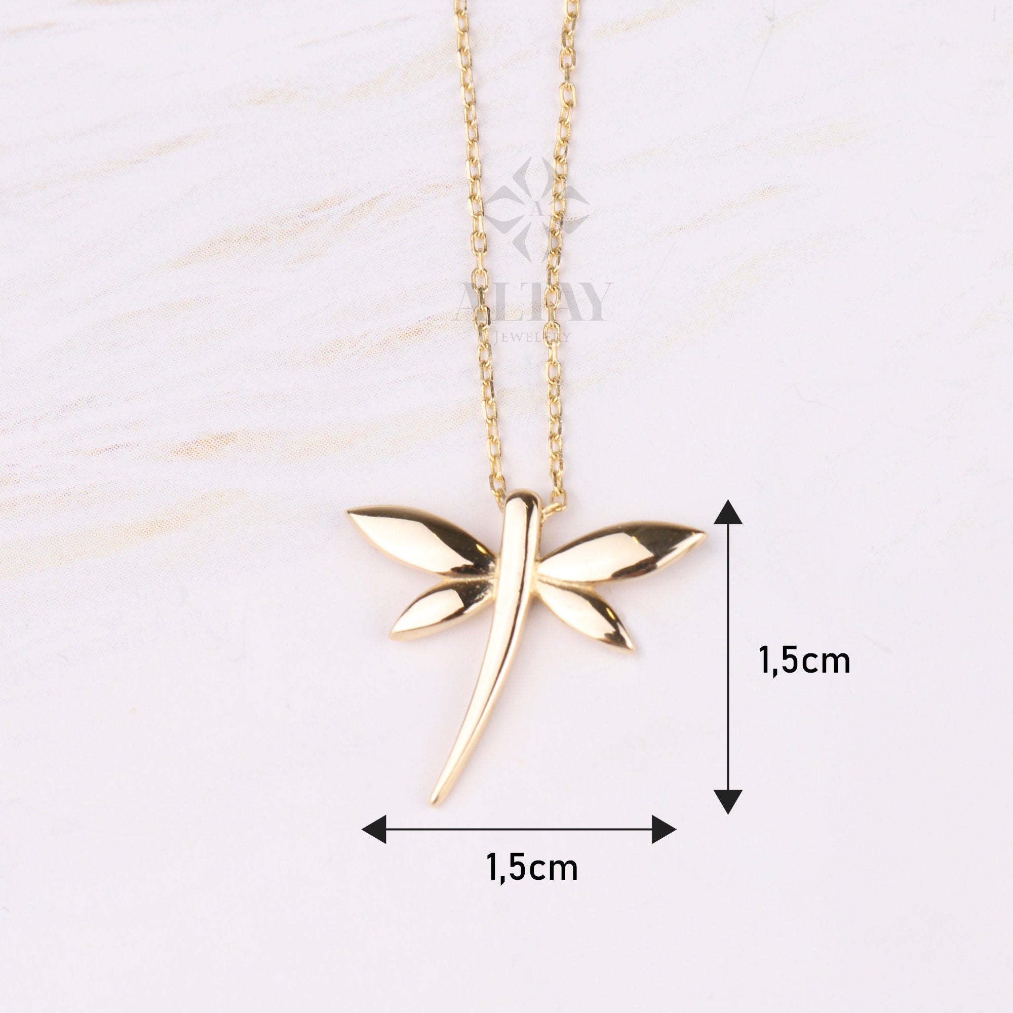 14K Gold Dragonfly Necklace, Dragonfly Charm Pendant, Minimalist Dragonfly Choker, Dragonfly Jewelry, Christmas Gift, Good Luck Gift For Her