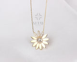 14K Gold Flower Necklace, Daisy Pendant Necklace
