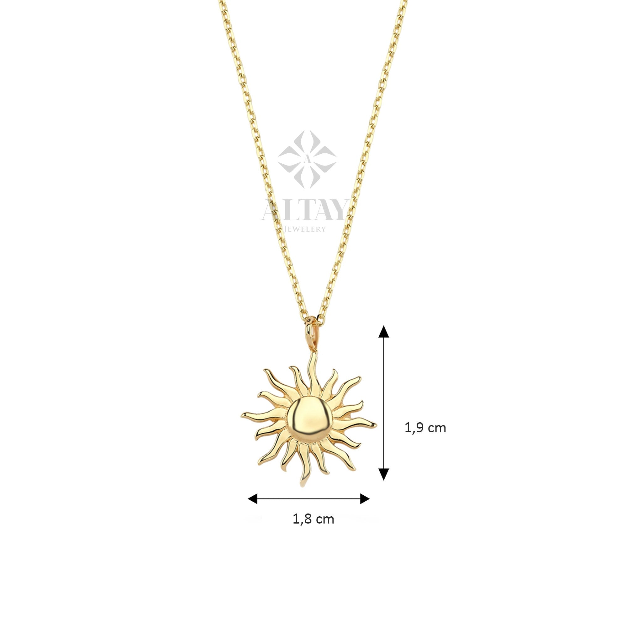 14K Gold Sun Necklace, Sunshine Pendant Necklace, Circle Sunburst Celestial Charm, Disc Sun Pendant, Small Coin Necklace, Solar Medallion