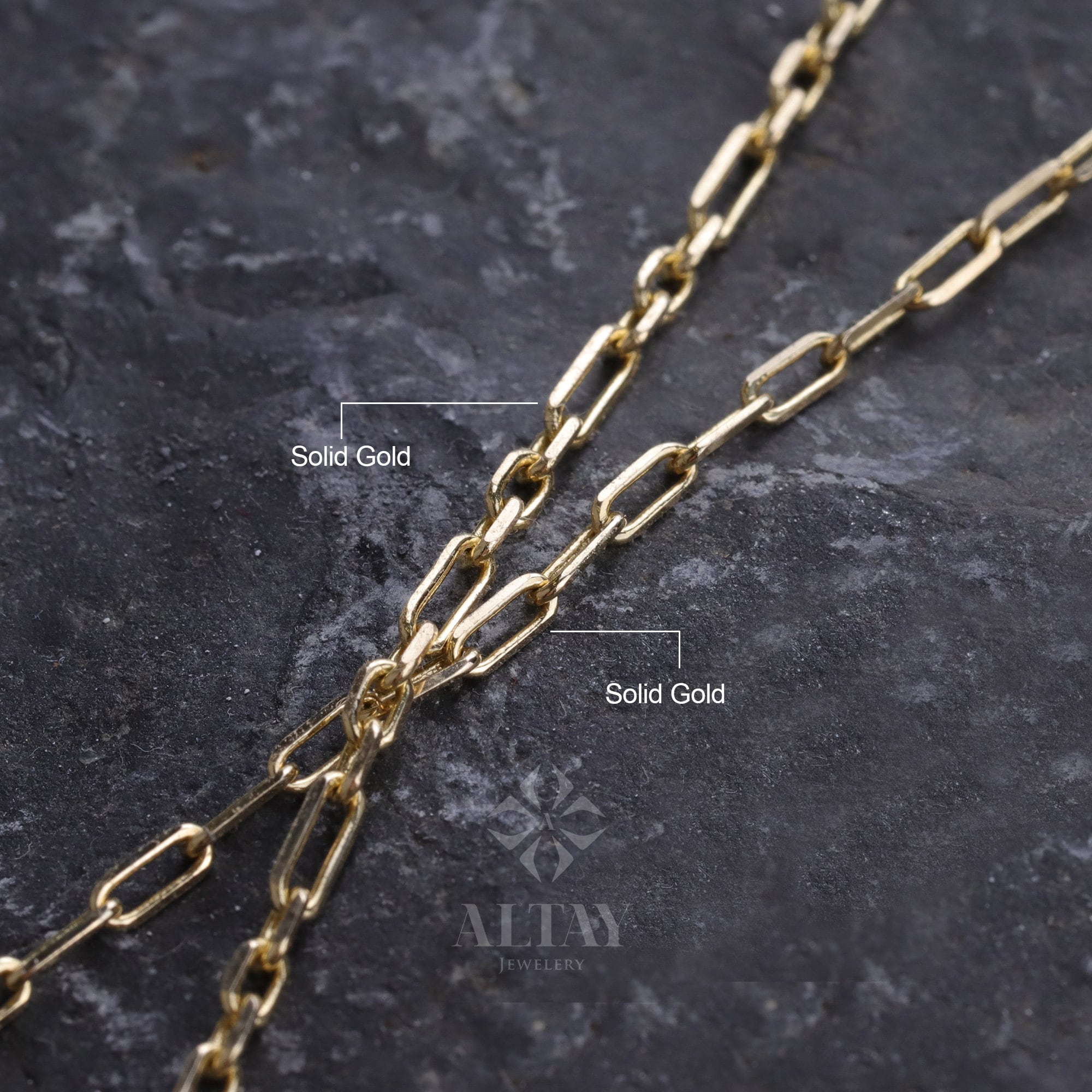 14K Gold Paperclip Chain Necklace, Rectangle Link Choker, Link Chain Necklace, Italian Paperclip Chain Necklace, Dainty Layering Link Chain