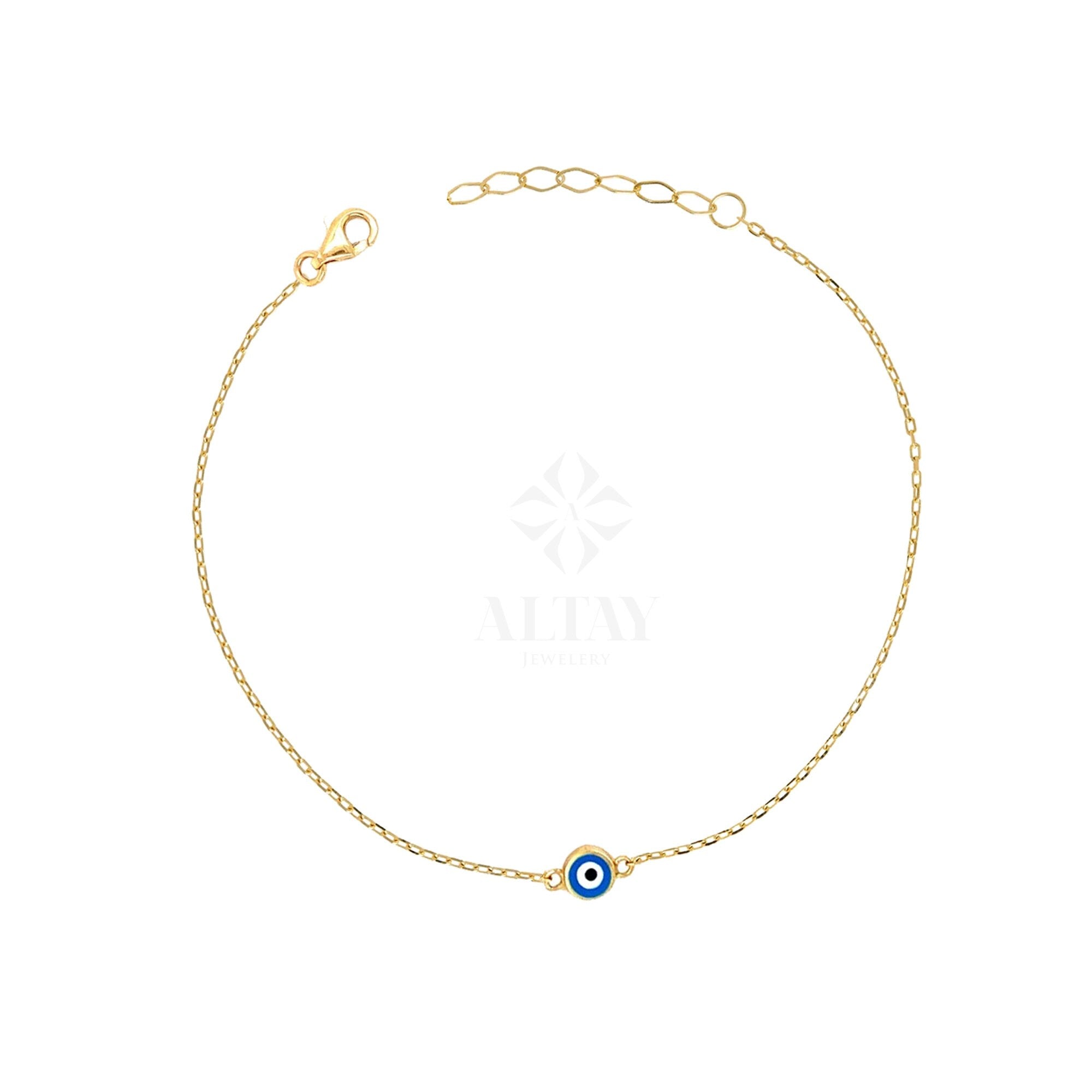 14K Gold Evil Eye Bracelet, Gold Chain Bracelet, Evil Eye Charm Bracelet, Minimalist Jewelry, Dainty Layering Evil Eye, Gift for Her