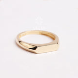 14K Gold Name Bar Ring, Small Rectangle Signet Ring