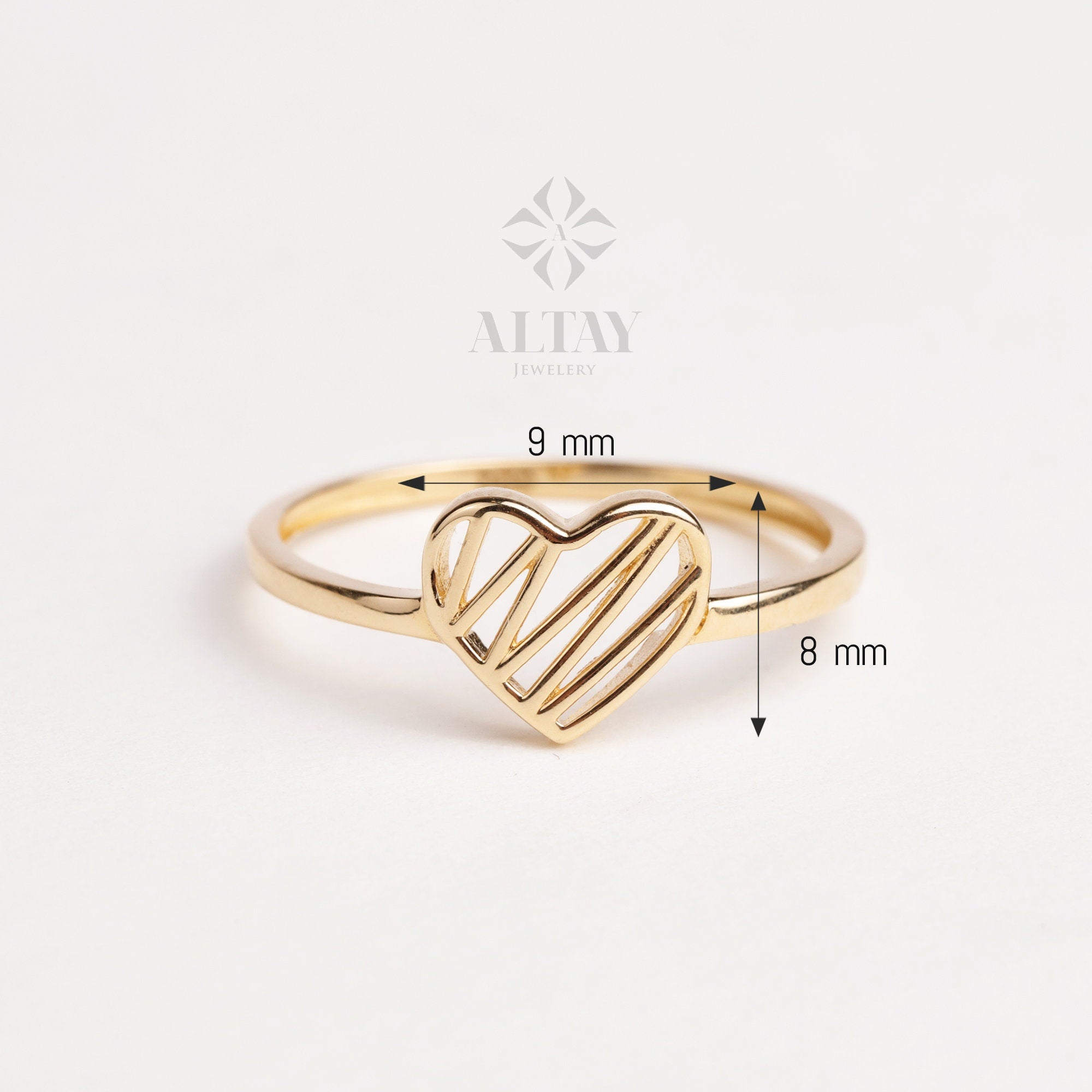 14K Gold Heart Ring, Heart Love Ring, Small Promise Ring, Open Stackable Heart Ring, Dainty Gold Ring, Heart Wedding Ring, Gift For Her