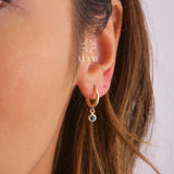 14K Gold Evil Eye Dangle Earrings, Dainty Eye Earrings
