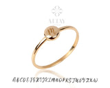 14K Initial Gold Ring, Personalized Bead Rings