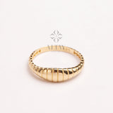 14K Gold Croissant Ring, Tiny Dome Ring