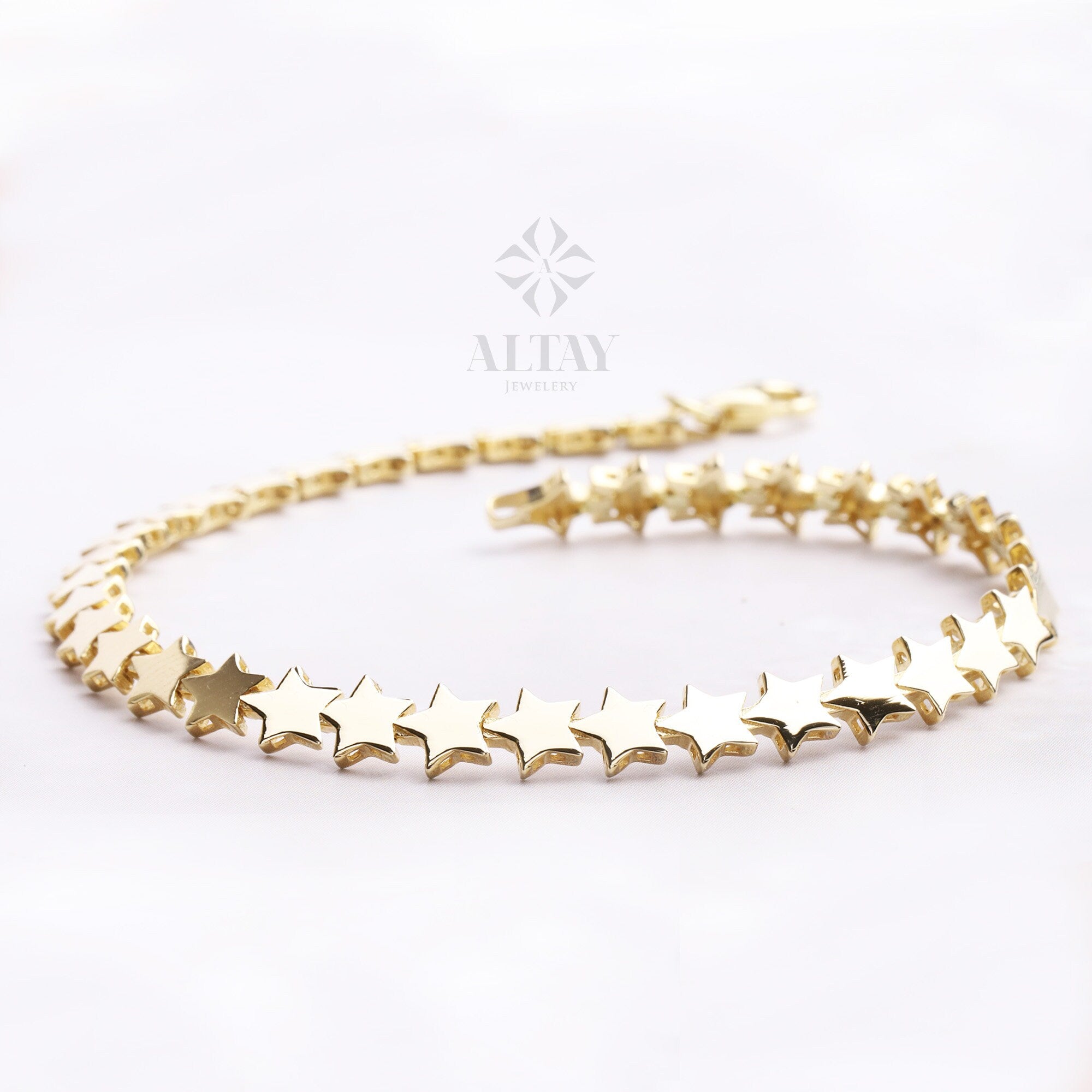 14K Gold Star Bracelet, Gold Multi Stars Bracelet