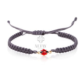 14K Gold Ladybug String Bracelet, Adjustable Bracelet