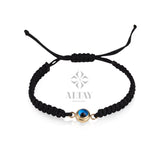 14K Gold Evil Eye String Bracelet, Adjustable Bracelet