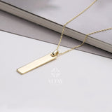 14K Gold Bar Necklace, Custom Bar Necklace