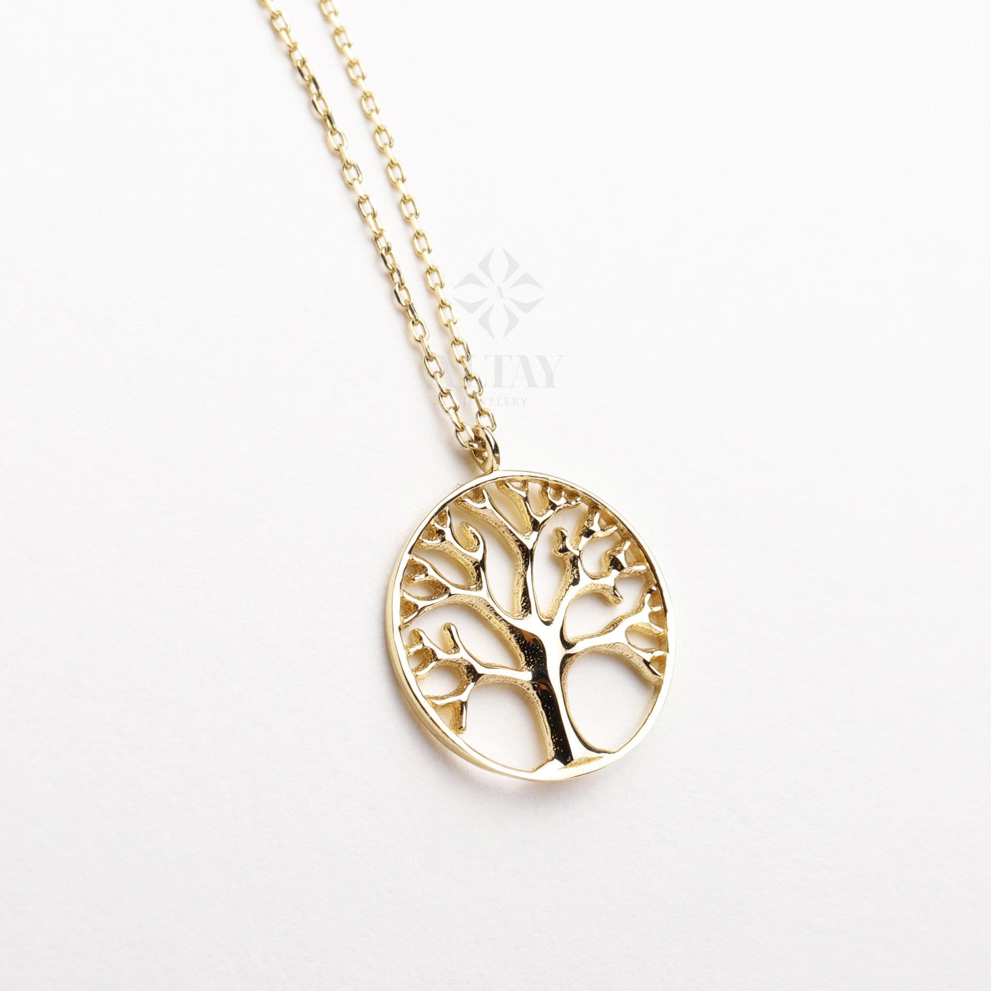 14K Gold Family Tree Necklace, Tree Of Life Pendant, Nature Charm Necklace, Grandma Necklacem, Women Minimalist Jewelry, Christmas Gift