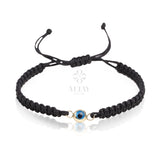 14K Gold Evil Eye String Bracelet, Adjustable Bracelet