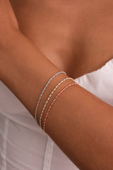 14K Gold Beaded Chain Bracelet, Italian Ball Bead Bracelet