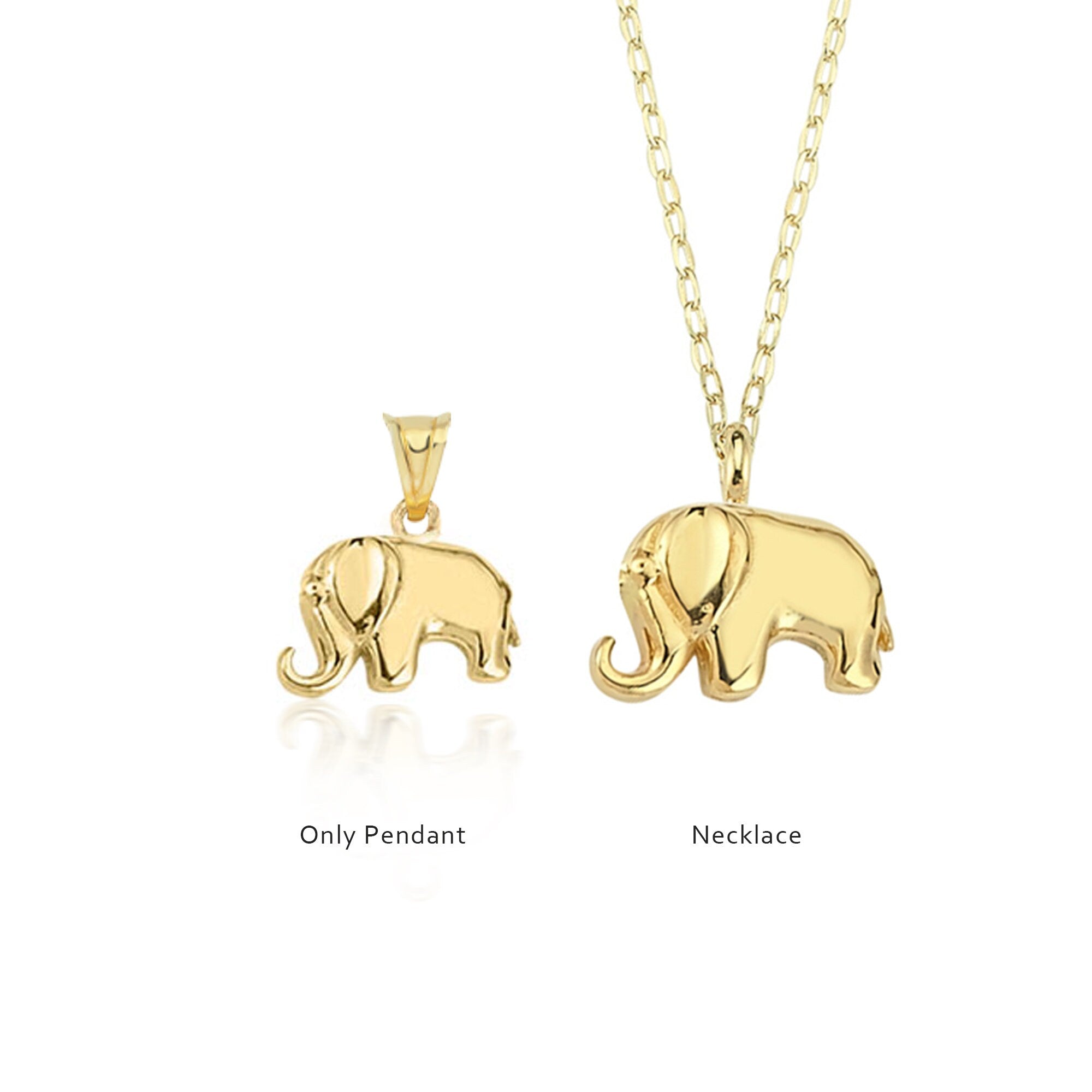 14K Gold Elephant Necklace, Tiny Elephant Pendant, Good Luck Charm, Layering Gold Necklace, Baby Elephant Necklace, New Mom Gift