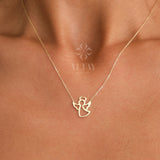 14K Gold Angel Necklace, Cherub Pendant