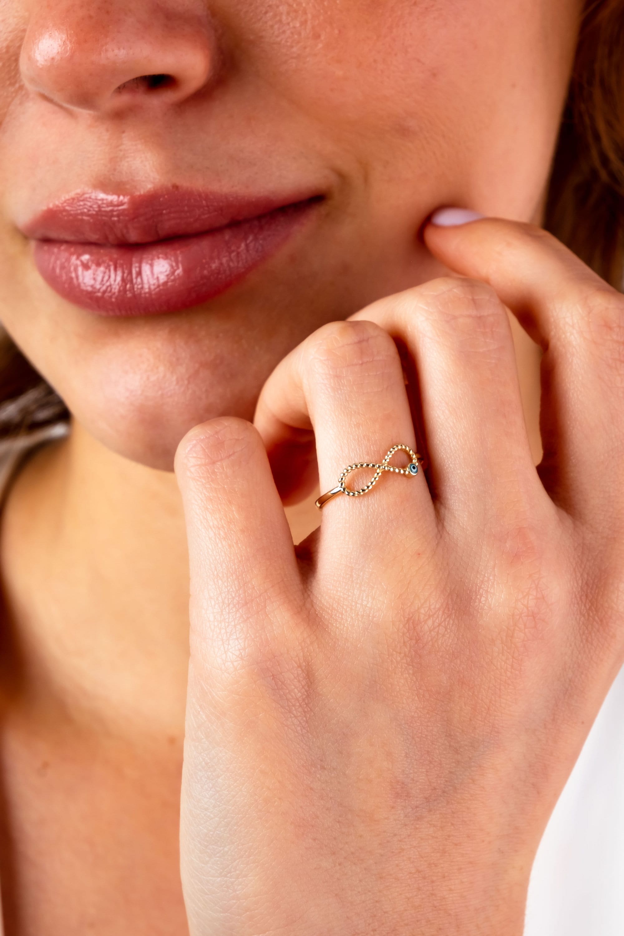 14K Gold Infinity Ring, Third Eye Ring, Minimalist Pinky Ring, Tiny Luck Symbol, Stackable Protection Ring, Evil Eye Ring, Religious Jewelry