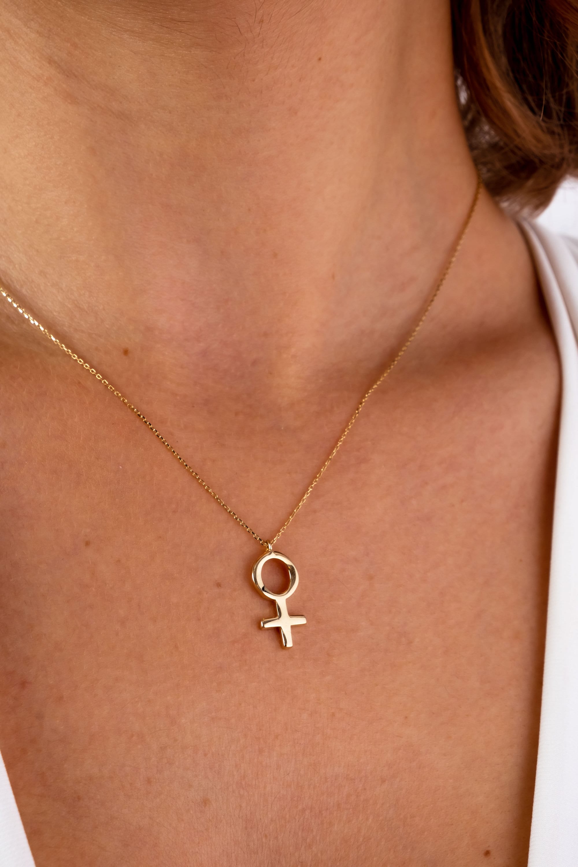 14K Gold Feminist Necklace, Female Symbol Necklace, Venus Necklace, Empowerment Jewelry, Girl Power Pendant, Gender Equality Jewelry