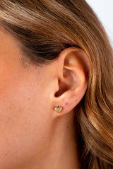 14K Gold Heart Stud Earrings, Mini Heart Earrings
