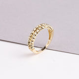 14K Solid Gold Dorica Balls Beaded Ring, Dual Line Mini Balls