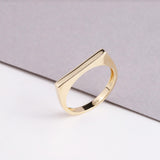 14K Gold Signet Bar Ring, Rectangle Signet Ring
