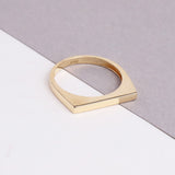 14K Gold Signet Bar Ring, Rectangle Signet Ring