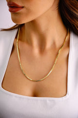 14K Gold Box Chain Necklace, 2.7 mm Box Chain Choker