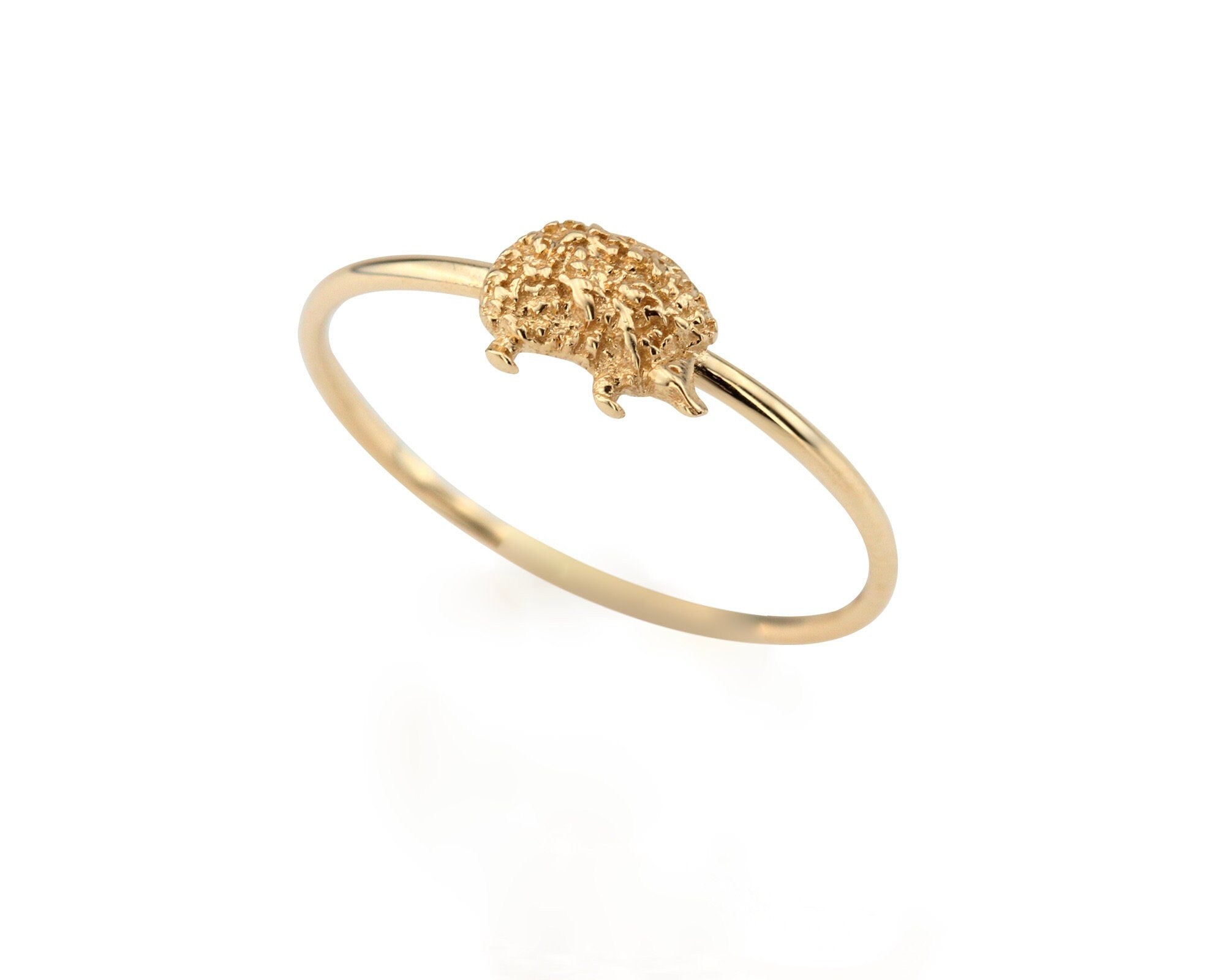 14K Gold Hedgehog Ring, Hedgehog Gold Band, Cute Animal Ring, Minimalist Hedgehog Ring, Valentine's Day Gift, Animal Jewelry, Gift for Her