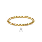 14K Gold Twist Ring, 1.5mm Twisted Rope Wedding Band Ring