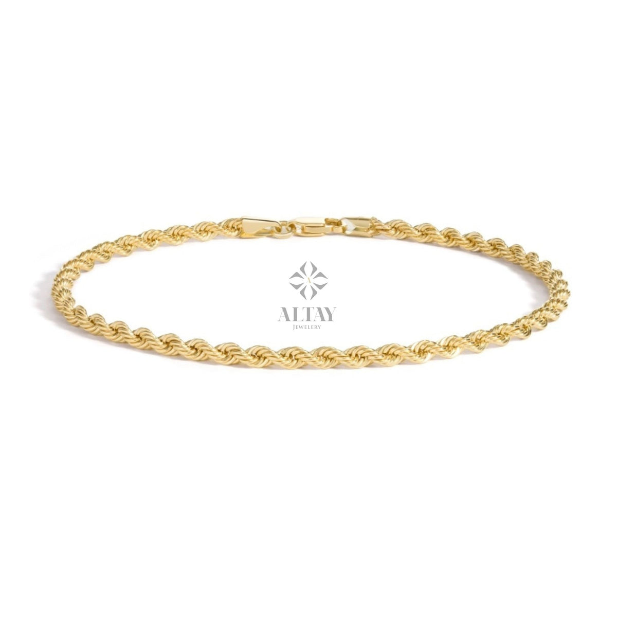 14K Gold Rope Chain Bracelet, 5mm Twisted Rope Chain Bracelet, Gold Rope Bracelet, Gold Chain Bracelet, Dainty Gold Women Men Rope Bracelet