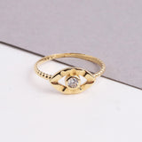 14K Gold Evil Eye Ring, Unique Evil Eye Band Ring