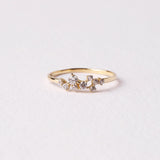 14K Gold Cluster Ring, Cz Diamond Cluster Ring