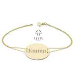 14K Gold Custom Name Bracelet, Engraved Number Bracelet