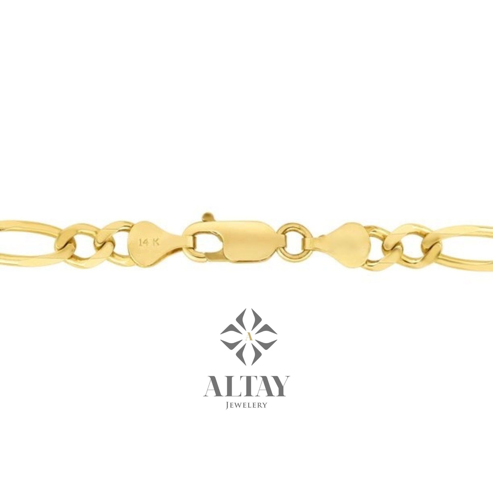 14K Gold Figaro Chain Necklace, 4MM Figaro Chain Choker, Dainty Layering Gold Necklace, Men Women Figaro Chain Necklace, Thick Link Chain