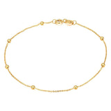 14K Gold Satellite Bracelet, Bead Chain Bracelet