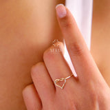 14K Solid Gold Heart Knot Ring, Dainty Knot Ring