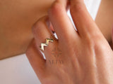 14K Gold Zigzag Ring, Tiny Gold Ring